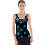 Polka Dots - Cerulean on Black Tank Top