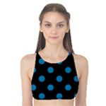 Polka Dots - Cerulean on Black Tank Bikini Top