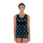 Polka Dots - Cerulean on Black Women s Sport Tank Top