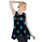 Polka Dots - Cerulean on Black Side Drop Tank Tunic