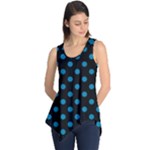 Polka Dots - Cerulean on Black Sleeveless Tunic