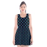 Polka Dots - Cerulean on Black Scoop Neck Skater Dress