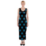 Polka Dots - Cerulean on Black Fitted Maxi Dress