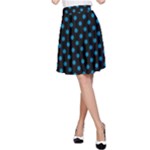 Polka Dots - Cerulean on Black A-Line Skirt