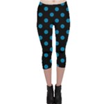 Polka Dots - Cerulean on Black Capri Leggings