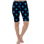 Polka Dots - Cerulean on Black Cropped Leggings