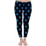 Polka Dots - Cerulean on Black Winter Leggings