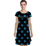 Polka Dots - Cerulean on Black Cap Sleeve Nightdress