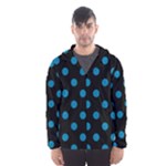 Polka Dots - Cerulean on Black Hooded Wind Breaker (Men)