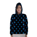 Polka Dots - Cerulean on Black Hooded Wind Breaker (Women)