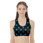 Polka Dots - Cerulean on Black Women s Sports Bra with Border