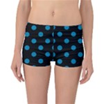 Polka Dots - Cerulean on Black Reversible Boyleg Bikini Bottoms