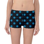 Polka Dots - Cerulean on Black Boyleg Bikini Bottoms