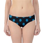 Polka Dots - Cerulean on Black Hipster Bikini Bottoms