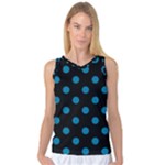 Polka Dots - Cerulean on Black Women s Basketball Tank Top