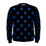 Polka Dots - Dark Cerulean on Black Men s Sweatshirt