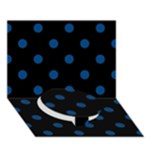 Polka Dots - Dark Cerulean on Black Circle Bottom 3D Greeting Card (7x5)