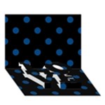 Polka Dots - Dark Cerulean on Black LOVE Bottom 3D Greeting Card (7x5)