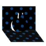 Polka Dots - Dark Cerulean on Black Apple 3D Greeting Card (7x5)