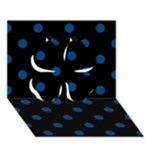 Polka Dots - Dark Cerulean on Black Clover 3D Greeting Card (7x5)