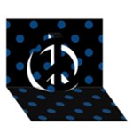 Polka Dots - Dark Cerulean on Black Peace Sign 3D Greeting Card (7x5)