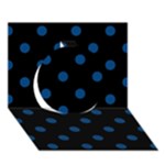 Polka Dots - Dark Cerulean on Black Circle 3D Greeting Card (7x5)