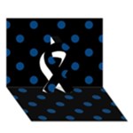 Polka Dots - Dark Cerulean on Black Ribbon 3D Greeting Card (7x5)