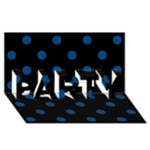 Polka Dots - Dark Cerulean on Black PARTY 3D Greeting Card (8x4)