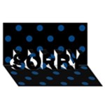 Polka Dots - Dark Cerulean on Black SORRY 3D Greeting Card (8x4)