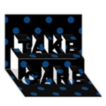 Polka Dots - Dark Cerulean on Black TAKE CARE 3D Greeting Card (7x5)