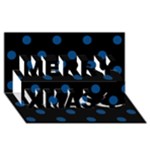 Polka Dots - Dark Cerulean on Black Merry Xmas 3D Greeting Card (8x4)