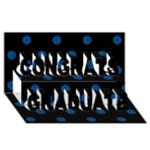 Polka Dots - Dark Cerulean on Black Congrats Graduate 3D Greeting Card (8x4)