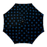 Polka Dots - Dark Cerulean on Black Golf Umbrella