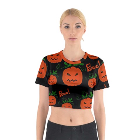 Halloween pumpkin pattern Cotton Crop Top from ArtsNow.com