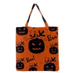 Halloween black pumpkins pattern Grocery Tote Bag