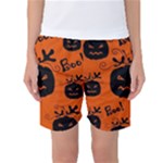 Halloween black pumpkins pattern Women s Basketball Shorts