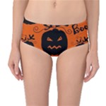 Halloween black pumpkins pattern Mid-Waist Bikini Bottoms