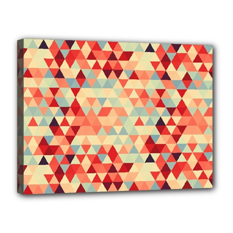 Modern Hipster Triangle Pattern Red Blue Beige Canvas 16  x 12  from ArtsNow.com