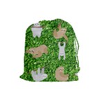 Funny Sloths Drawstring Pouch (Large)