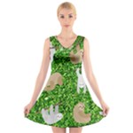 Funny Sloths V-Neck Sleeveless Dress