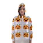 Halloween Pumpkin Emojis Hooded Wind Breaker (Women)