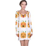 Halloween Pumpkin Emojis Long Sleeve Nightdress