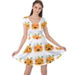 Halloween Pumpkin Emojis Cap Sleeve Dress