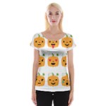 Halloween Pumpkin Emojis Women s Cap Sleeve Top