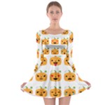 Halloween Pumpkin Emojis Long Sleeve Skater Dress