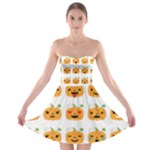 Halloween Pumpkin Emojis Strapless Bra Top Dress