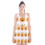 Halloween Pumpkin Emojis Scoop Neck Skater Dress