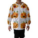 Halloween Pumpkin Emojis Hooded Wind Breaker (Kids)