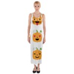 Halloween Pumpkin Emojis Fitted Maxi Dress