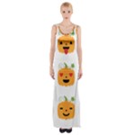 Halloween Pumpkin Emojis Maxi Thigh Split Dress